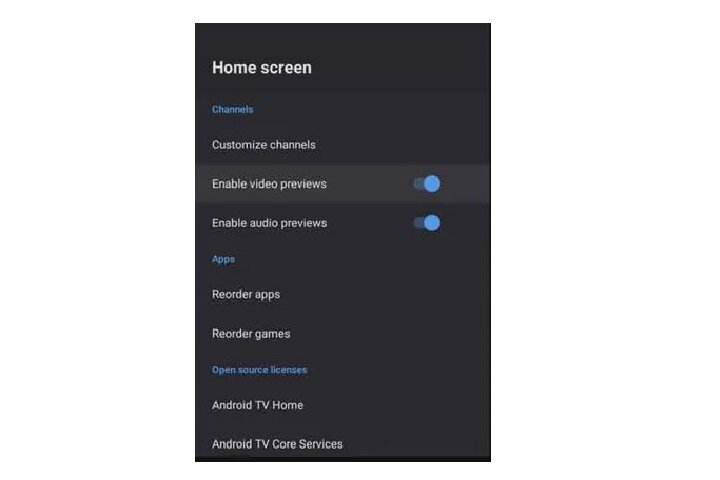 Customize Android TV home screen.